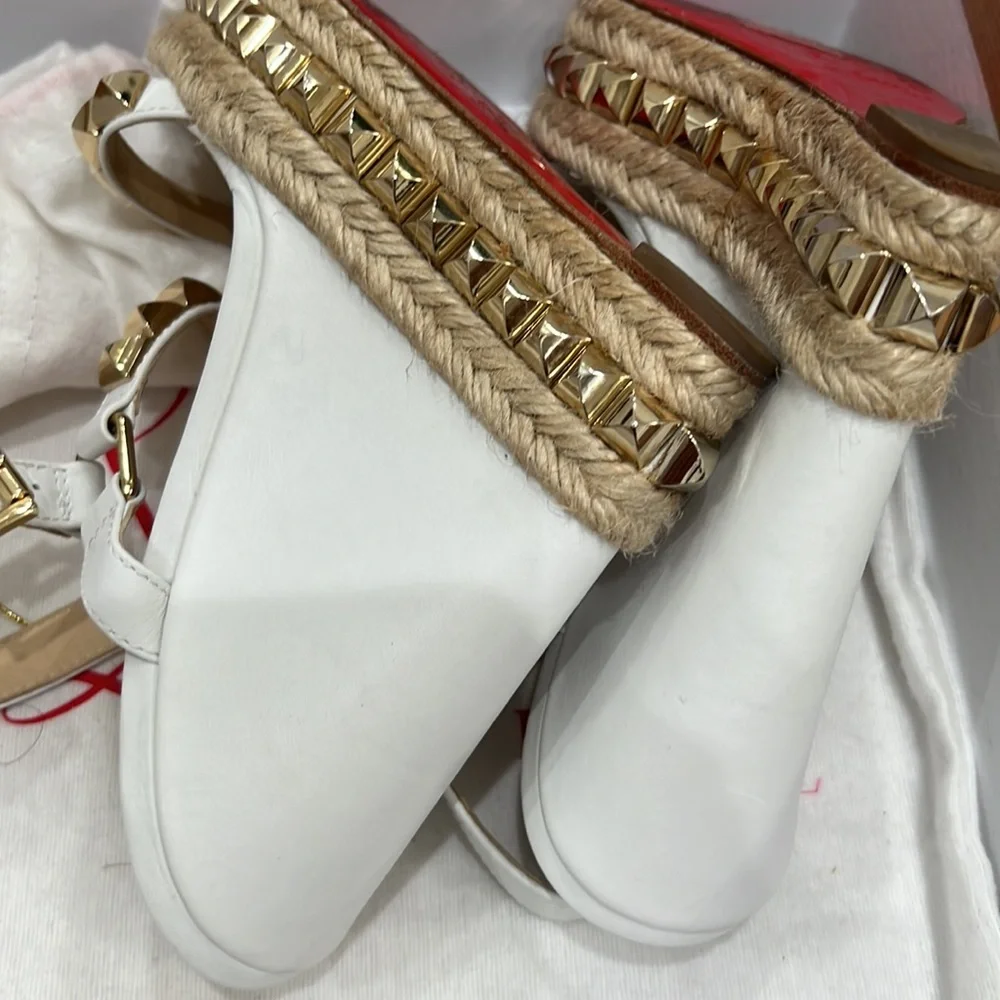 Christian Louboutin Cataclou 140 CAlf:Rope wedge shoe 37 white and gold - Picture 12 of 12